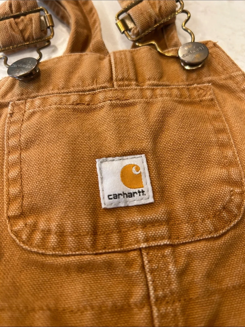 Carhartt Tan/Brown Infants Duck Canvas Overalls with Front Pocket 18 Month